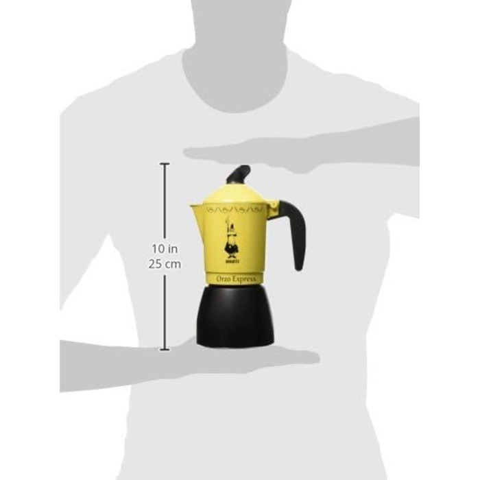 Кавоварка Bialetti Moka Orzo Express, алюміній, жовта, 4 чашки