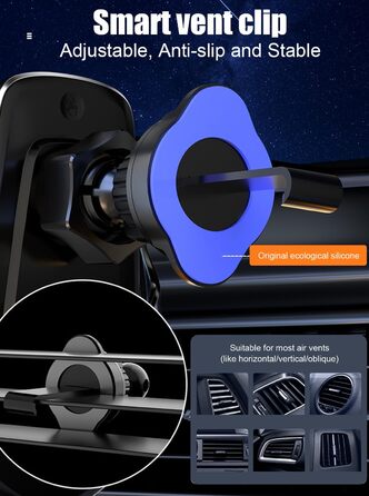 Бездротовий автомобільний зарядний пристрій AmazeFan 15W Qi з тримачем для телефону, чорний