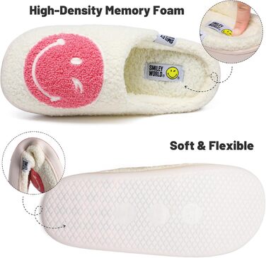 Тапочки домовик SMILEYWORLD® для жінок та чоловіків з меморі-піною, теплі, пухнасті, плюшеві, для дому, рожеві, білі, 38/39 EU