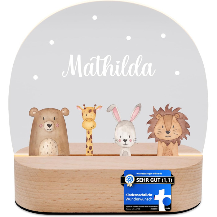 Wonderwish - Personalized Night Light for Babies - Individual Nightstand Lamp for Children - Personalized Gifts for Kids - Baby Gift - Newborn Gift
