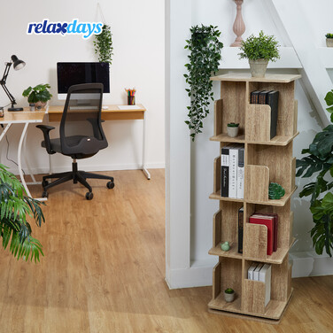 Relaxdays Bookshelf, Square, Wood-Look