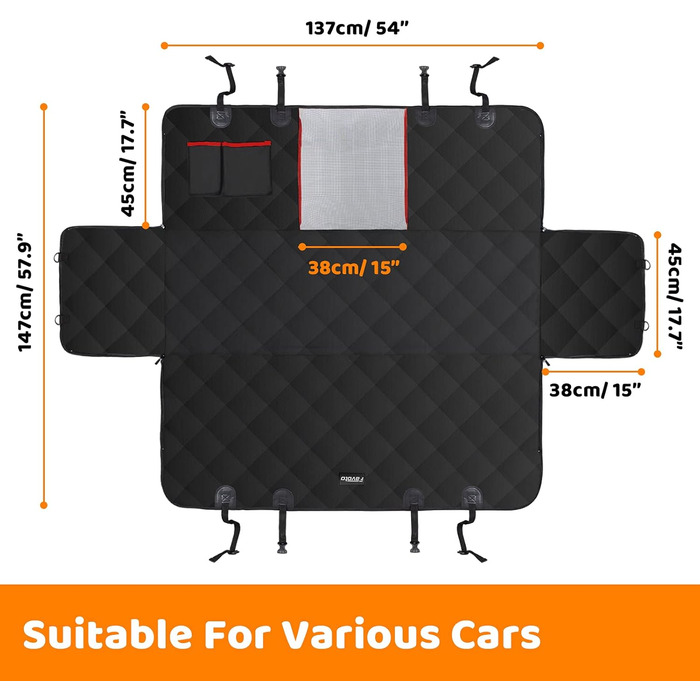 Захисний килимок для собак у машину Favoto з віконцем, 137x147 см, чорний
