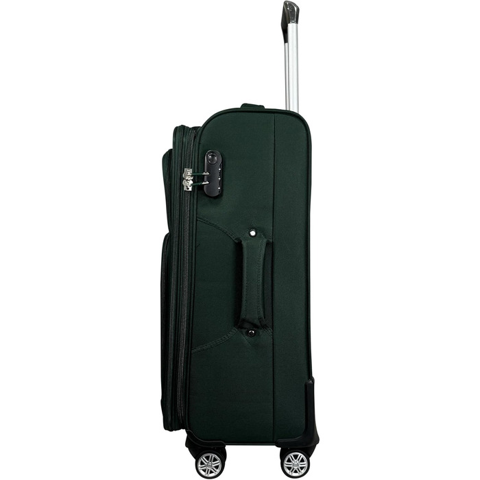 Чемодан-валіза на колесах, тканинний, розширюваний, з подвійними колесами (M/L/XL/XXL або набір 4 шт.), м'яке багаж (фіолетовий, ручна поклажа (55 см)), (ручна поклажа (55 см), смарагдовий)