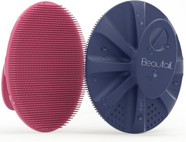 Силіконова щітка для тіла, скрабер для душу, щітка для тіла, скрабер для пелінгу, м'які щетинки, для жінок, чоловіків, дітей, чутливої шкіри, 1 шт. (рожевий+блакитний)