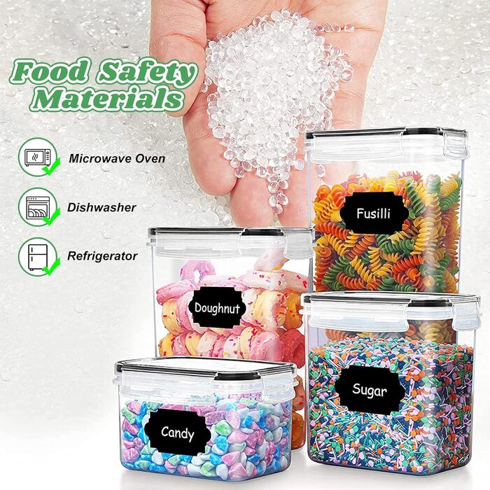 Набір контейнерів для зберігання продуктів, 20 шт. з герметичними кришками, BPA-free, для кухні (крупи, борошно, цукор)