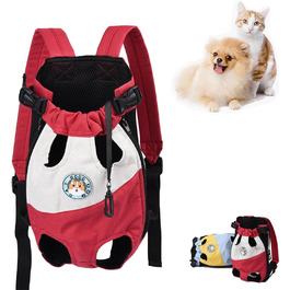 Портативна переносна сумка-рюкзак для собак та котів, XL, червона. Зручна для подорожей, походів, кемпінгу. Регульована, з 4 отворами для лап. Підходить для маленьких та середніх собак та котів, цуценят.