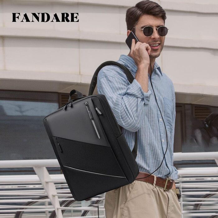 Рюкзак для ноутбука FANDARE: чоловічий/жіночий, для роботи, подорожей, навчання. USB-порт, багатоколірний, для бізнесу, роботи, відпочинку, активного відпочинку.