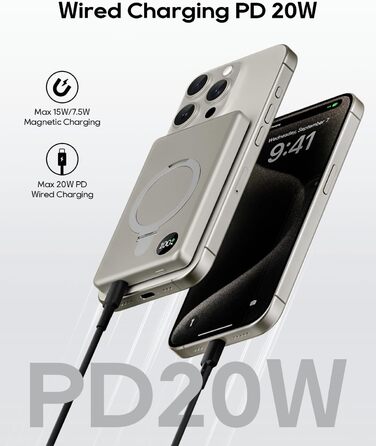 Power Bank Magsafe 5000mAh/10000mAh (Titan) з PD 20W та бездротовою зарядкою для iPhone 16/15/14