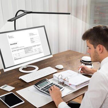 Потужна LED-лампа настільна Hensam для роботи та навчання, з регулюванням яскравості, 5 режимів, захист очей, сенсорне управління, чорна