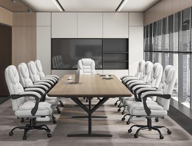 Ергономічне крісло Yaheetech для офісу, шезлонг з підставкою для ніг, комп'ютерне крісло з регульованими підлокітниками, висока спинка, регульована висота (Білий)