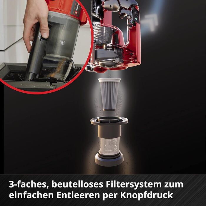Акумуляторний ручний пилосос Einhell TE-SV 18 Li-Solo Power X-Change (18V, Li-Ion, бездротовий, без мішка, 3-ступенева фільтрація, Boost режим)