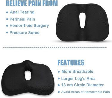 Подушка для сидіння Ainiv, ергономічна подушка з Memory Foam для офісного крісла, інвалідного візка, автомобіля (чорна)