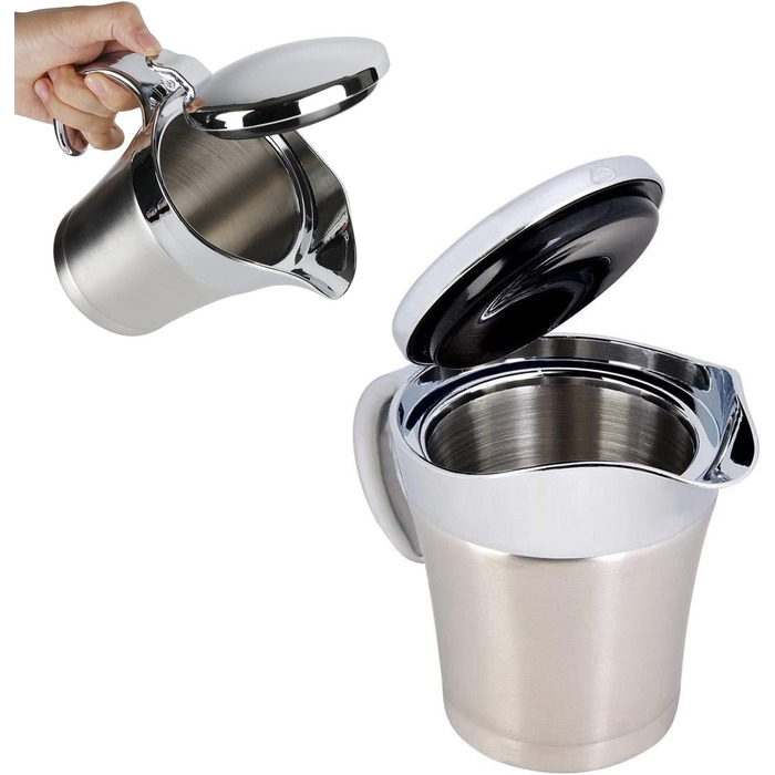 Thermo Sauciere Double 304 Stainless Steel 750ml Insulated Saucepan/Gravy Boat/Sauce Bowl with Lid for Serving Sauce, Vanilla Sauce, Cream, Sauce
