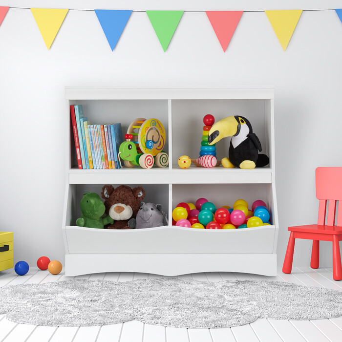Relaxdays Kids' Shelving Unit, 4 Compartments