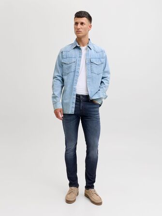 Джинси чоловічі JACK & JONES Slim Fit прямі, синій денім 34W/32L JJITIM JJORIGINAL AM 781 50SPS