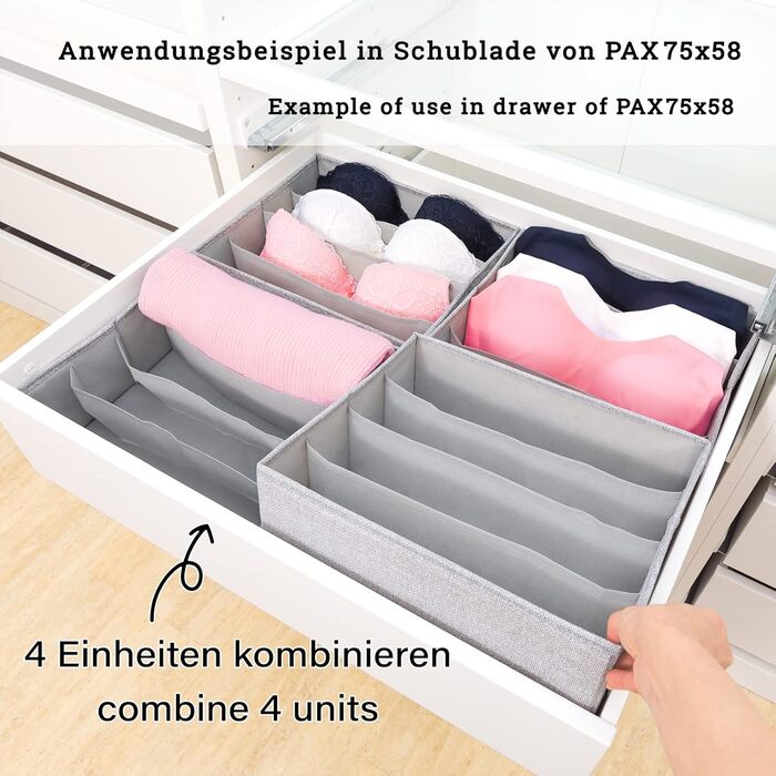 For IKEA dresser; THE ORIGINAL; perfect fit; Sturdy base; Drawer organization system for baby supplies, children's clothes, socks, underwear; 5-piece set (bra organizer)