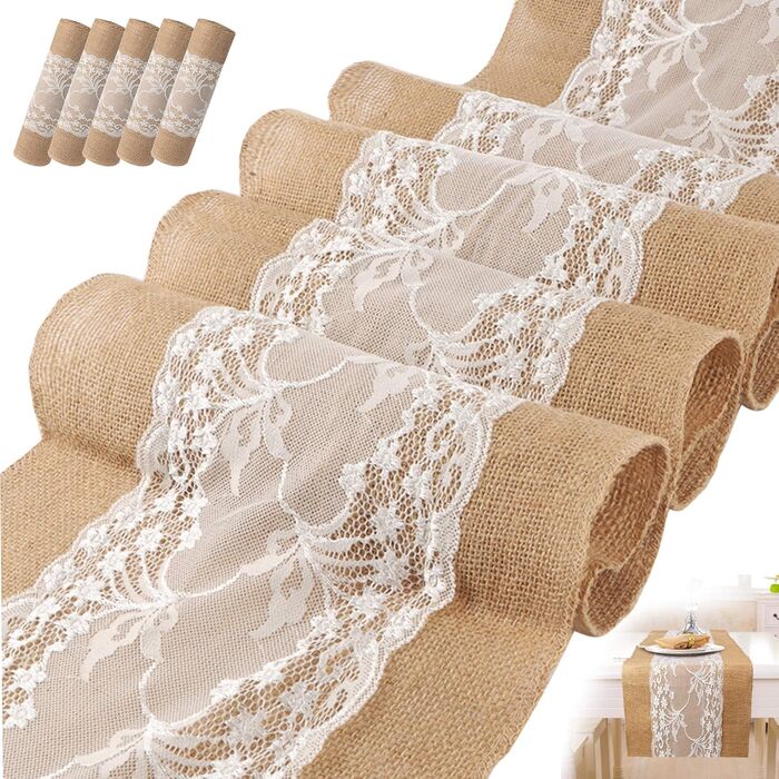 ZIYUEZIKUN ZIYUEZIKUN Table Runner, 5 Pack Table Runners Vintage for Wedding, Festival, Event, Table Decoration, 30 x 275 cm