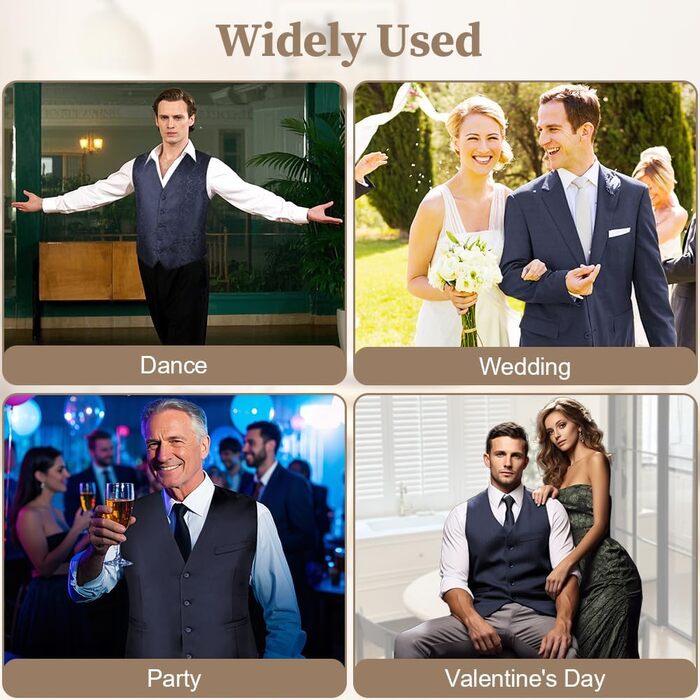 Чоловіча жилетка Casual Anzugweste Regular з кишенями, V-подібний виріз, повномірна жилетка, однотонна, вінтажна, готична, костюмна, для формальних заходів, весілля, ді-джеїв, бізнес-жилетка, темно-синій, XL