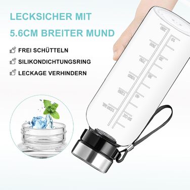 RNCKUUE 2 Liter Glass Bottle, 2l Glass Drinking Bottle, Glass Water Bottle with Strainer, Neoprene Sleeve, Bottle Brush
