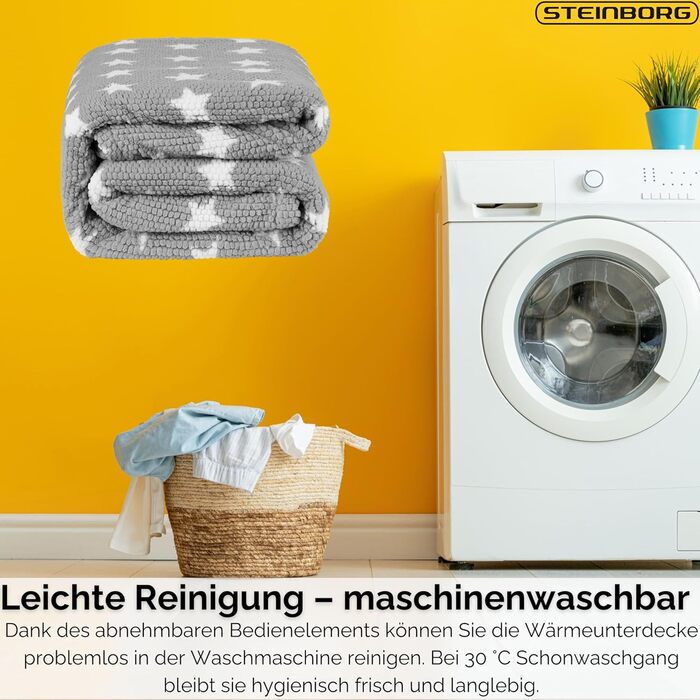 Електрична гріюча ковдра Steinborg® з автовимкненням 180x130 см - 9 температурних режимів, пральна