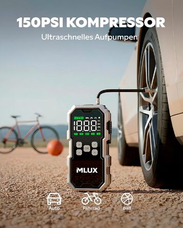 Пусковий пристрій (бустер) для авто Starthilfe 6000A 26800mAh з компресором 150 PSI, Powerbank для бензинових та дизельних двигунів, LED-ліхтарем