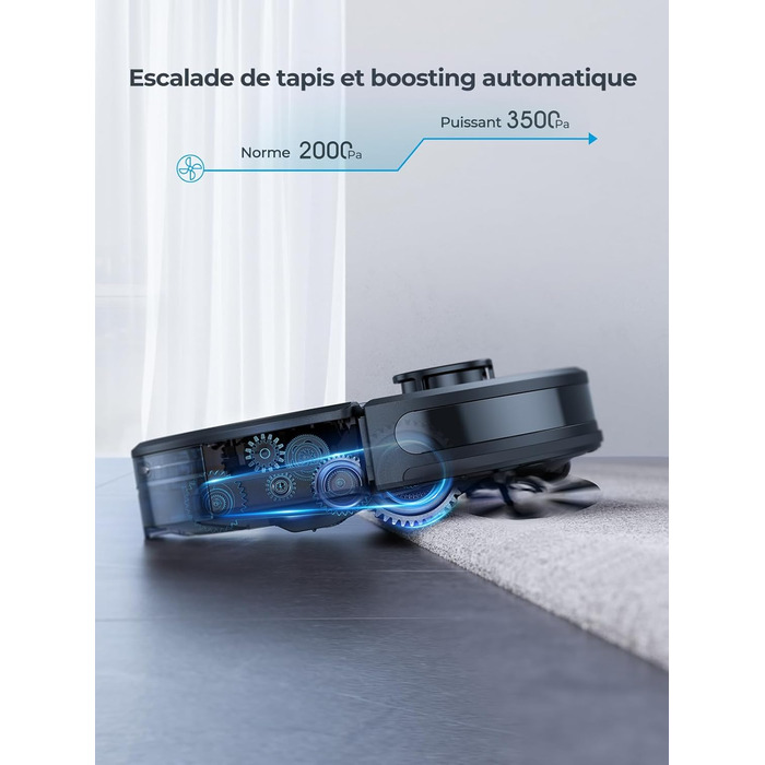 Робот-пилосос Laresar Clean з функцією миття підлоги, станція самоочищення L6 Nex, навігація LiDAR, 3л контейнер, до 180 хв роботи, 3-в-1 (прибирання, миття, пилосос), для видалення шерсті тварин, чорний