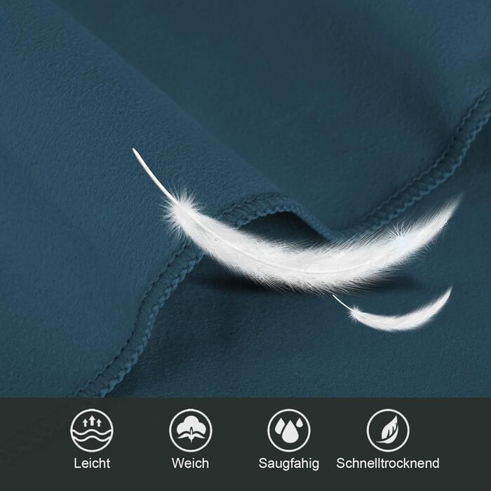 Набір з 3-х рушників з мікрофібри (великий 160x80 см та 2 маленькі 80x40 см), швидковисихаючі, для фітнесу та спорту, для пляжу, ванни, спорту та подорожей (темно-синій)