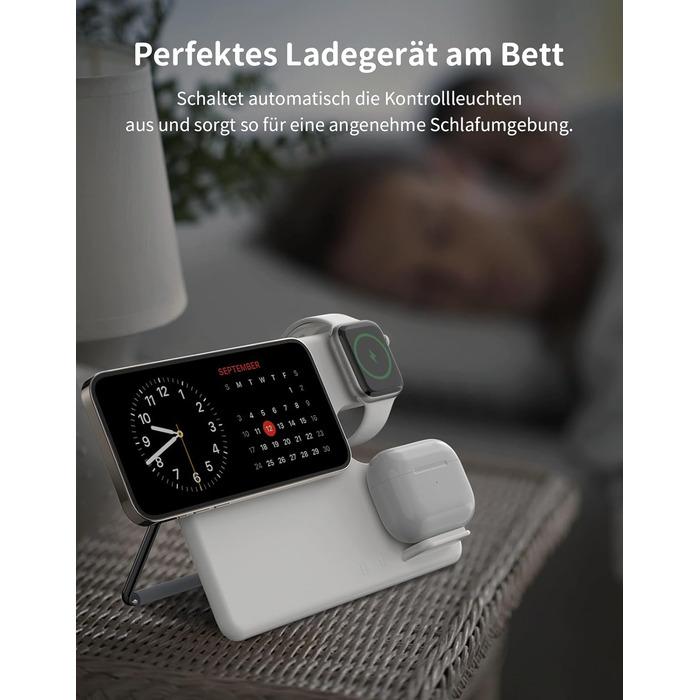 Зарядний пристрій JoyGeek 3-в-1 з MagSafe для Apple Watch, iPhone 16/15/14/13/12 та AirPods, складна зарядка