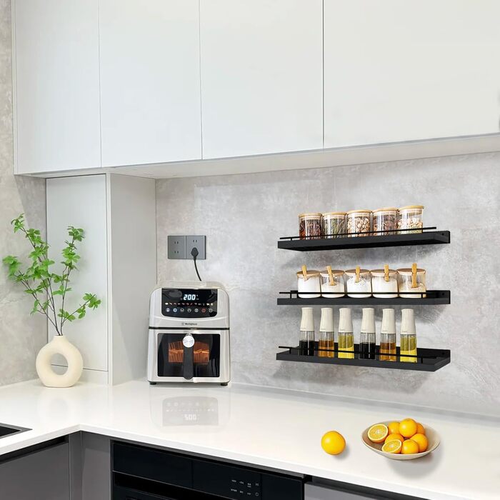 Настінна полиця Wandregal чорного кольору, 3 шт. - полиці для кухні, вітальні, спальні, офісу