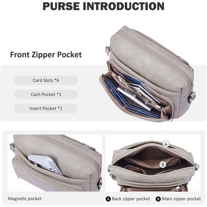 Сумка жіноча через плече MUIIKOLA кросбоді, екошкіра, бежево-сіра, з регульованим ремінцем