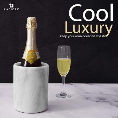 Radicaln Marble Wine Cooler Oceanic 16.5cm - Handcrafted Drink Chiller for Bar Accessories, Wine & Champagne Cooler - Wine Bottle Holder for Bar Decor