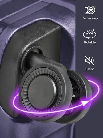 Чохол-валіза на колесах, середній, 45 x 25 x 66 см, розширюється до 75 літрів, з поліпропілену, 4 колеса, TSA-замок, Collection 04 (фіолетовий металік), набір (3 шт.) розширюваний