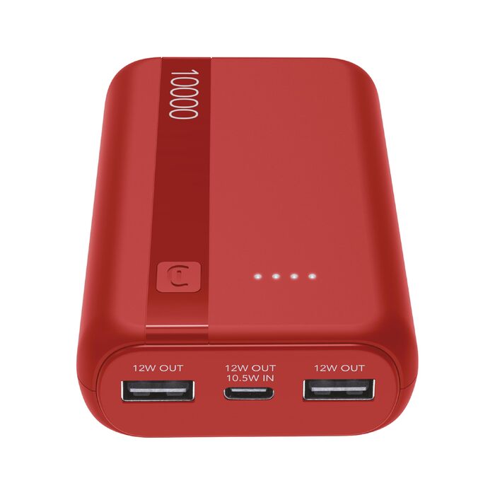 Power Bank Cellularline 20000 mAh з USB-C та 2x USB-A, LED-індикатор, червоний