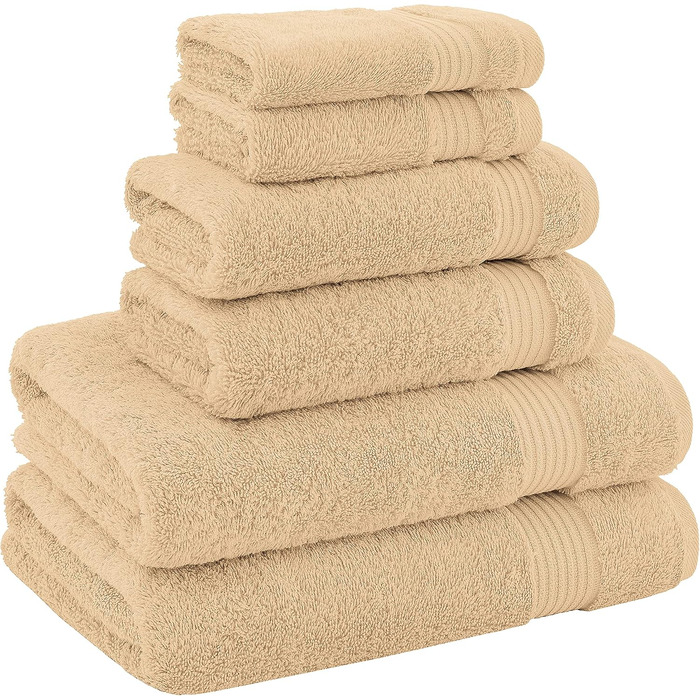 Набір махрових рушників American Bath Towels з 100% бавовни, 6 предметів (2 банні, 2 для рук, 2 маленькі), бежевий, XL