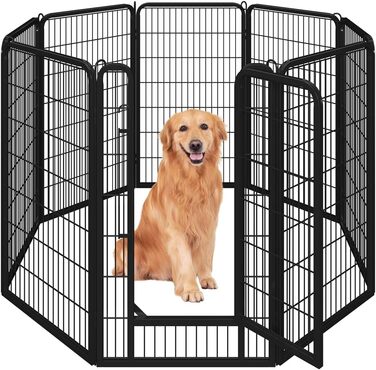 Вольєр для цуценят Yaheetech 120 см, 16-секційний, чорний, з автоматичним замиканням, для квартири та саду