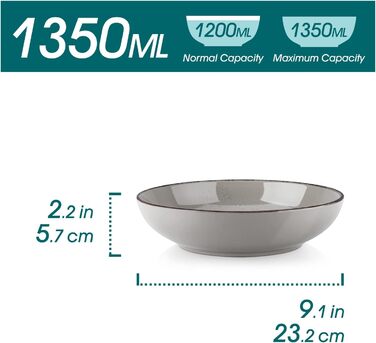 Набір супових тарілок Vancasso HARUKA Navia-gray, 4 шт, 1000 мл, кераміка