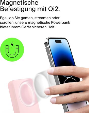 Powerbank Belkin BoostCharge Pro 10000mAh з Qi2 та MagSafe, рожевий, з інтегрованим підставкою, для iPhone 17, Air, 16, 15, 14, Pixel та інших