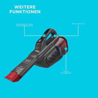 Акумуляторний пилосос ручний BLACK+DECKER BHHV315B-QW Lithium Dustbuster з циклонною технологією та насадкою для щілин, білий/синій