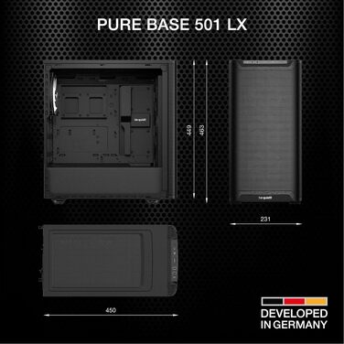 Корпус для ПК be quiet! Pure Base 501 LX (чорний) з 2 вентиляторами Pure Wings 3 140mm PWM, USB 3.2 Gen 2 Type-C, підтримкою вертикальної установки відеокарти