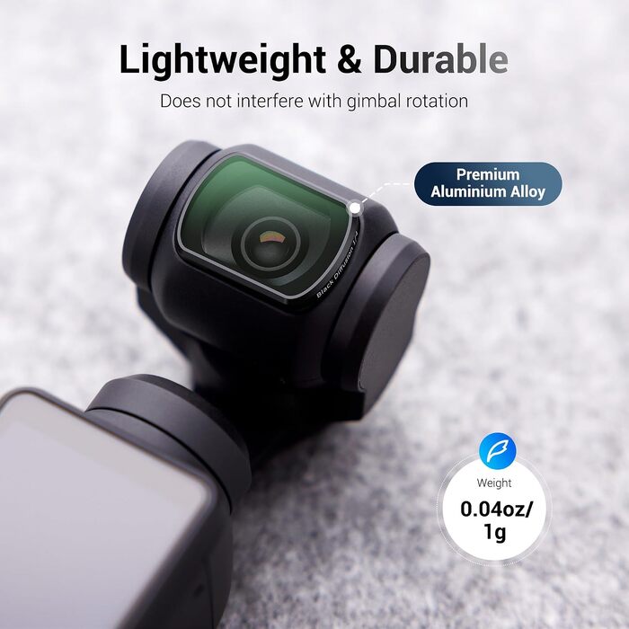 Набір магнітних фільтрів JJC 6в1 для DJI Osmo Pocket 3: ND8, ND16, ND32, ND64, ND256 та CPL (чорна дифузія 1/4), світлофільтри для екшн-камери