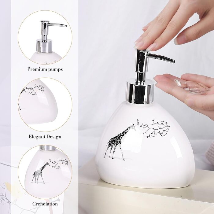 Bathroom accessory set, gold marble look, modern 6-piece bathroom accessory set, complete with soap dispenser, toothbrush holder, cup, tray, and countertop organizer (Tier)