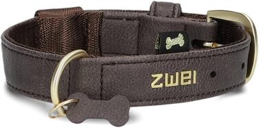 Нашийник для собак ZWEI Leo LE10 з якісної штучної шкіри, регульований, для собак малих та середніх порід, обхват шиї 28-38 см, шоколадний колір