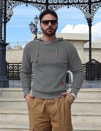 Пуловер чоловічий Tarainya, теплий светр з капюшоном, трикотажний, довгий рукав, колір сірий (C), розмір XL