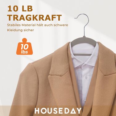 Набір вешалок для одягу HOUSE DAY, 30 шт., велюрові, преміум-якість, обертаються на 360°, сірі