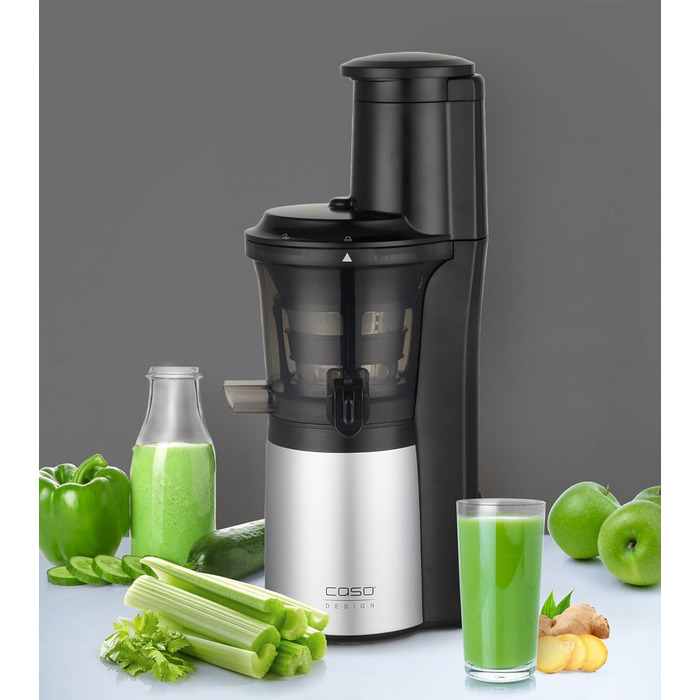 CASO SJW 300 Design Slow Juicer: Gentle and gentle juicing thanks to the low speed (60 rpm), up to 30% higher juice yield compared to conventional juicers, quiet 300 watt motor