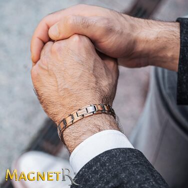 Браслет на руку чоловічий MagnetRX® з чистої міді – Магнітний браслет для чоловіків для магнітної терапії – Ідеально підходить при артриті та синдромі зап'ястного каналу – Включає інструмент для регулювання довжини (Leo Style) Leo Style Men Copper