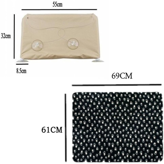 Гамак для котів JZK з підвісним місцем біля вікна + ковдра, ліжко для сонячних ванн, м'яке ліжко для котів, собак, кроликів та інших дрібних тварин