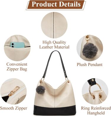 Сумка жіноча Shopper Grande елегантна бежева з PU-шкіри через плече та на блискавці, з кишенею