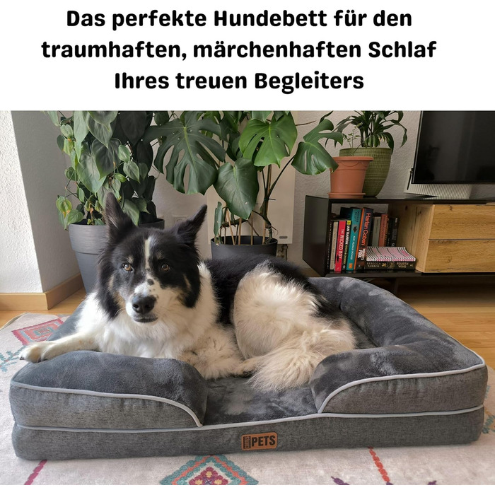 Ортопедичне ліжко для собак середніх та великих порід CORTESPETS® - зручне собаче ліжко з Memory Foam, водонепроникним покриттям та знімним чохлом. Розмір: 90 x 64 x 17 см