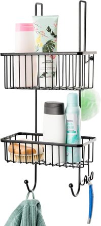 Bremermann Shower Shelf, Shower Basket, Bathroom Shelf for Hanging, 2 Baskets (Black)